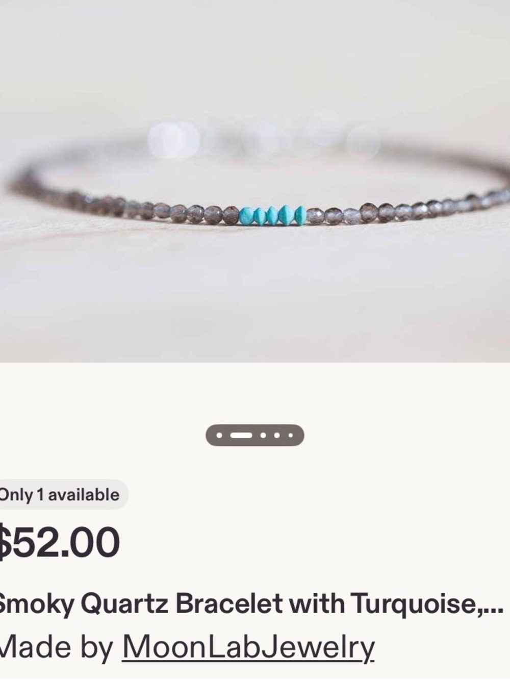 Smoky Quartz Bracelet with Turquoise Accent - Gray and Turquoise